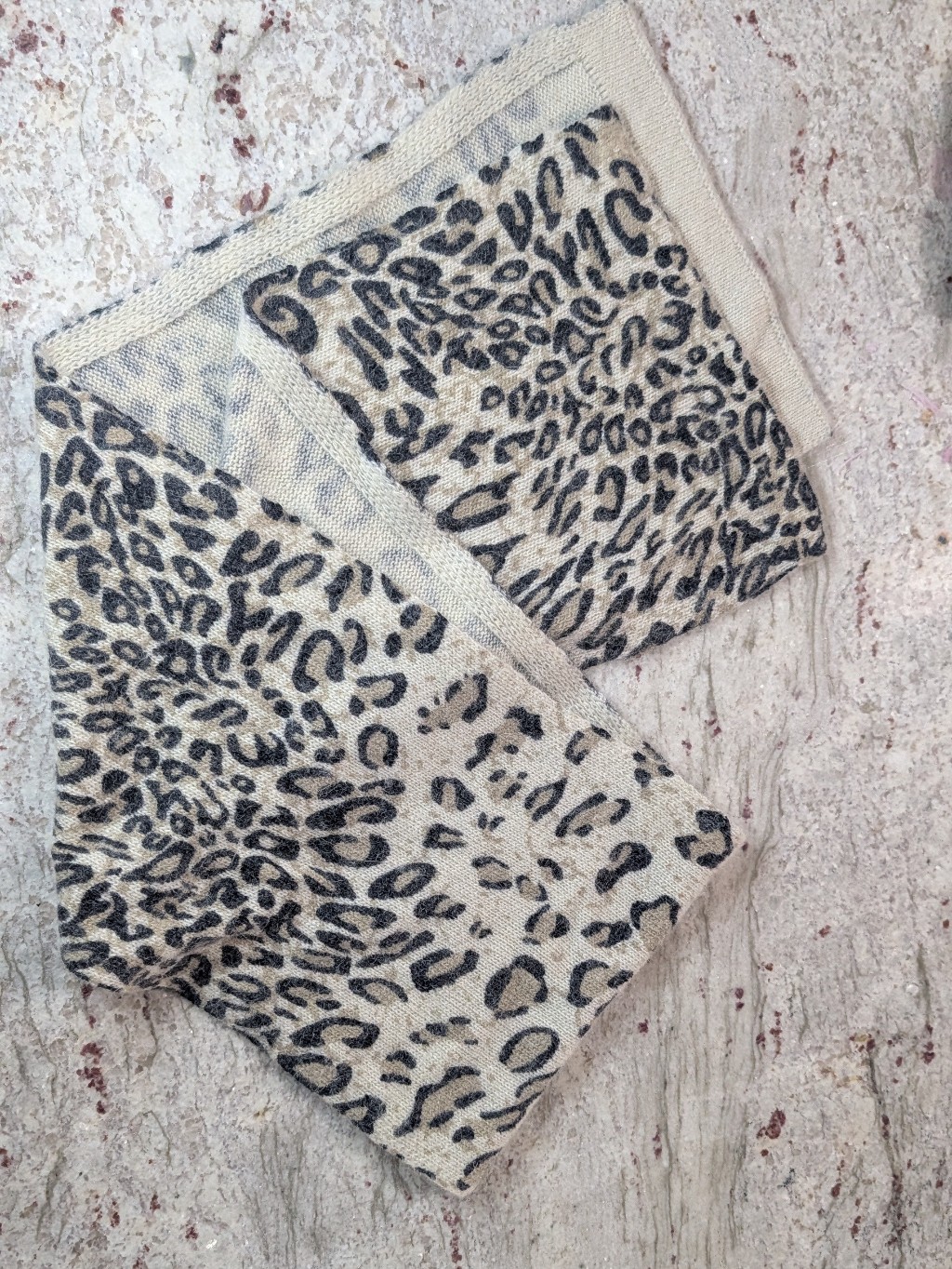 Women's Angora Blend Knit Leopard Print Scarf Black & Tan Soft 8" X 47" Curtsy — image 4 of 8